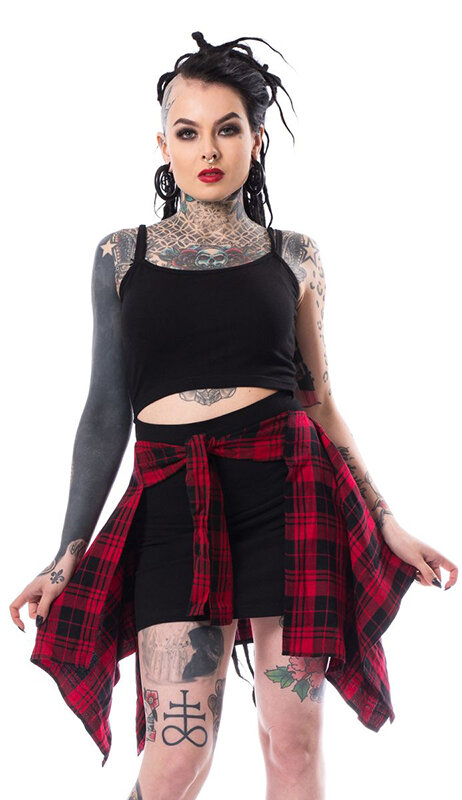 Vestido Negro Con Camisa De Cuadros