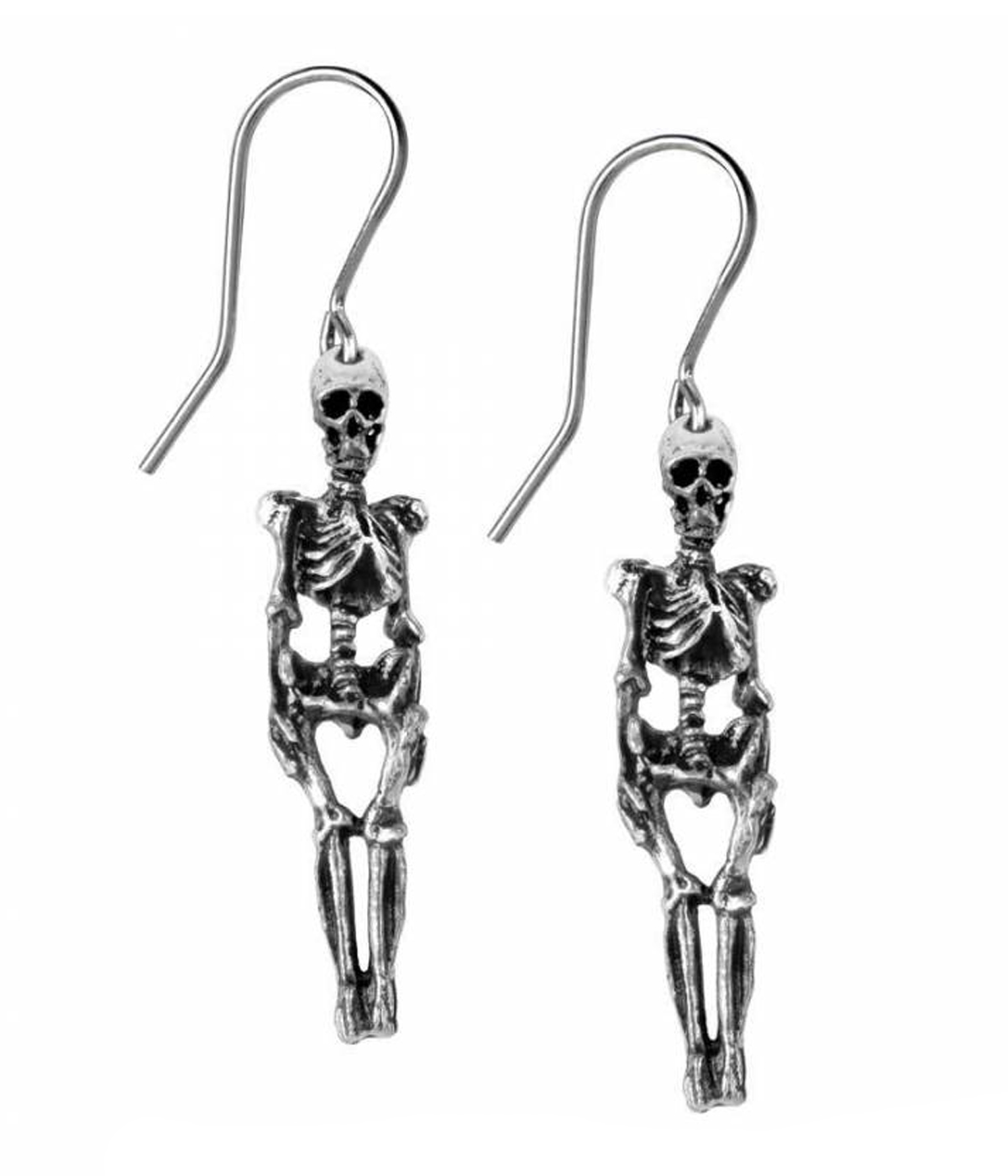 Pendientes espeluznantes Joyas de esqueleto de plata Joyería Pendientes Pendientes de clip Gothic Skeleton Clip-On Pendientes Joyas de Halloween Pendientes góticos Clip-On 