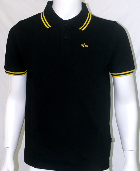 Polo Alpha Industries Negro-amarillo