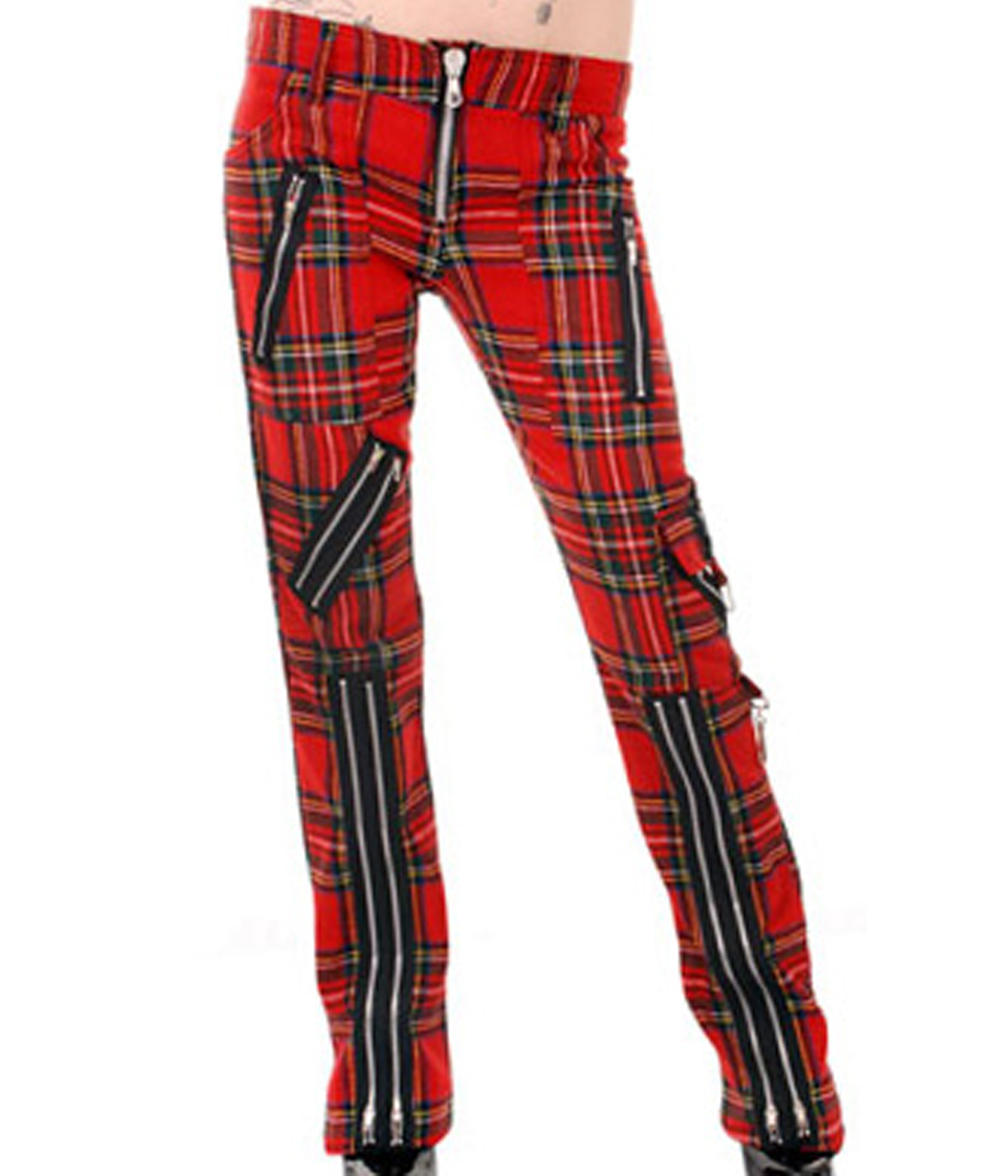 Pantalón Punk Escocés Rojo Con